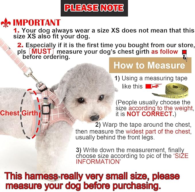 Zunea No Pull Small Dog Harness and Leash Set Adjustable Reflective Step-in Chihuahua Vest Harnesses Mesh Padded Plaid Escape Proof Walking Puppy Jacket for Boy Girl Pet Dogs Cats Pink XL