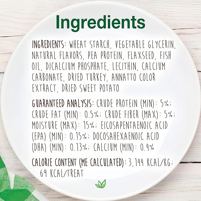 Nylabone Healthy Edibles Natural Puppy Chews Long Lasting Treats for Puppies, Turkey & Sweet Potato Flavor, X-Small/Petite (16 Count)