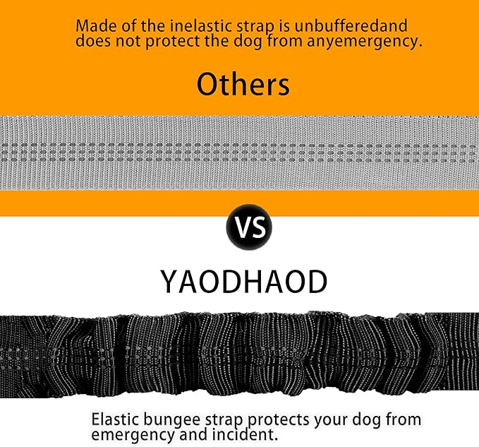 YAOHDAO Dog Seat Belt Harness for Car, Restraint Adjustable with Elastic Bungee Buffer Headrest for Vehicle, 360° Swivel Carabiner Nylon Pet Safety Seat Belts Heavy Duty Car Harness for Dogs (Black)
