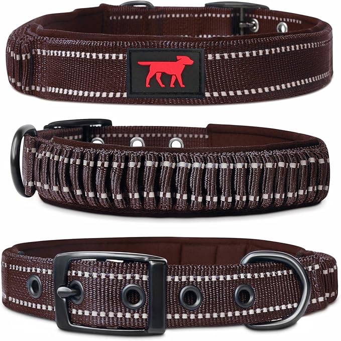 Tuff Pupper Heavy Duty Dog Collar with Handle | Ballistic Nylon Heavy Duty Collar | Padded Reflective Dog Collar with Adjustable Stainless Steel Hardware | Convenient Sizing for All Breeds