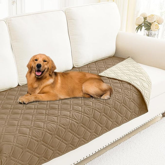Smiry Waterproof Dog Blanket, 30x70 Inch Soft Pet Bed Cover Reversible, Washable Sofa Couch Furniture Protector for Small Medium Large Dog Puppy Cat, Camel/Beige