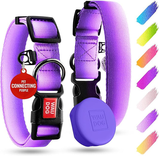Airtag Dog Collar Nylon Dog Collar with Airtag Holder - Adjustable for Large Dogs, Small & Medium Dogs - Breakaway Puppy Collars for Large Breed Dogs - Boy & Girl Collars