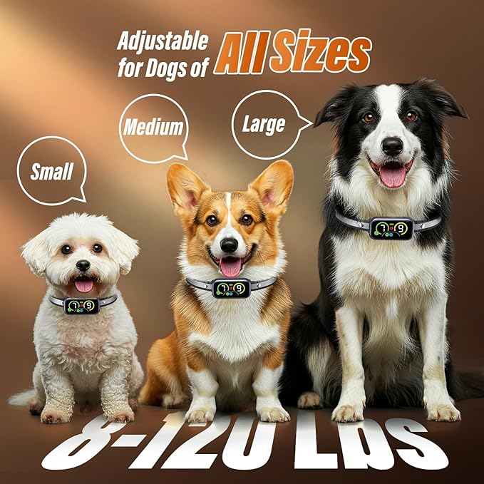 Bark Collar, Dog Bark Collar for Large Medium Small Dogs, Smart Barking Collar, Effective Anti Bark Collars for Dogs, Automatic Bark Collar Adjustable Beep Vibration Modes & 7 Sensitivity Black