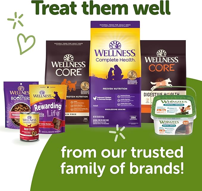 Whimzees Wellness Brushzees Dog Dental Treats, Natural Chews, Large Size Stick, (6 Count)