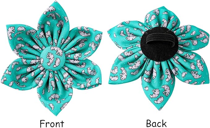 Lionet Paws Summer Female Dog Collar with Flower, Soft Comfortable Adjustable Manatee Collar for Large Dogs, Neck 16-24 inches