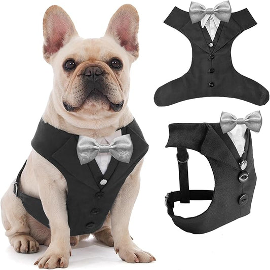Dog Tuxedo for Wedding Outfit, Dog Suit and Tie Costumes for Birthday, Halloween, Cosplay, Christmas Party, Pet Formal Wear with Bowtie, Tux for Medium Large Dogs, Bulldog, Labrador, Husky