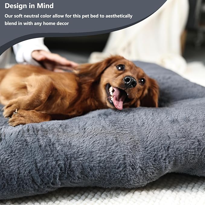 nononfish Dog Crate Pad 30x19 Washable for Medium Size Dogs Extra Soft 30 inch Crate Bed for Kennel or Cage with Anti-Slip Bottom Puppy Sleeping Mat Ease Pet Anxiety & Provides The Perfect Sleep