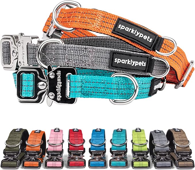 SparklyPets Extra Small Dog Collar with Quick Release Chrome Buckle & AirTag Holder – Premium Small Breeds Collars with Reflective Stripes & Soft Lining for Female & Boy Dogs