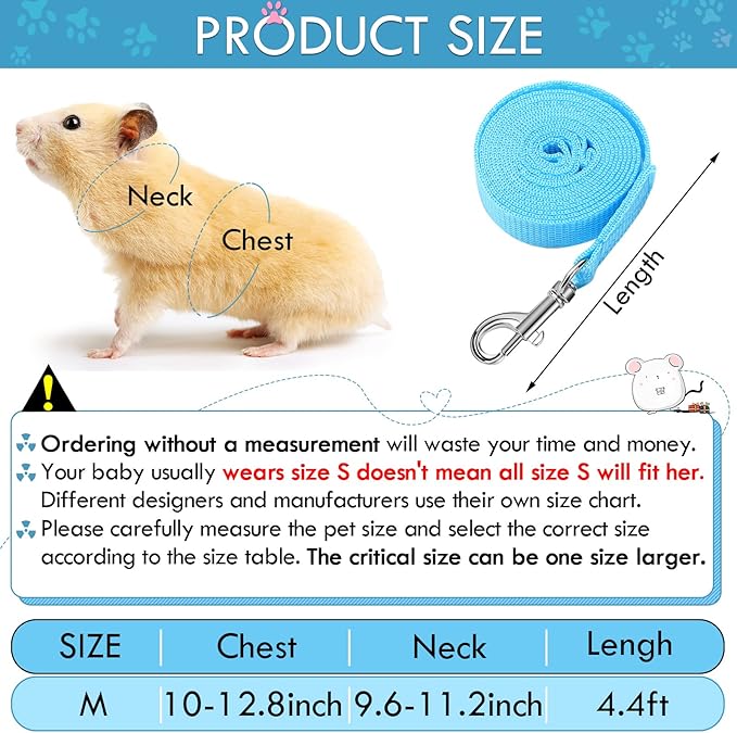 SATINIOR 2 Pieces Guinea Pig Clothes Baby Ferret Rats Hamster Soft Mesh Harness Leash Vest Set with Bell for Guinea Pigs, Hamster, Ferret, Rabbit, Chinchilla and Similar Small Animals(Blue, Black,M)