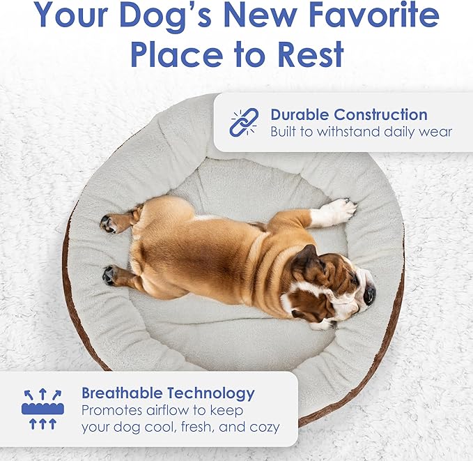 AMERICAN KENNEL CLUB 23" Mason Fabric Round Pet Bed - Stylish Washable Dog Bed with Non-Slip Bottom, Plush Sleeping Surface - for Cats, Small Breeds