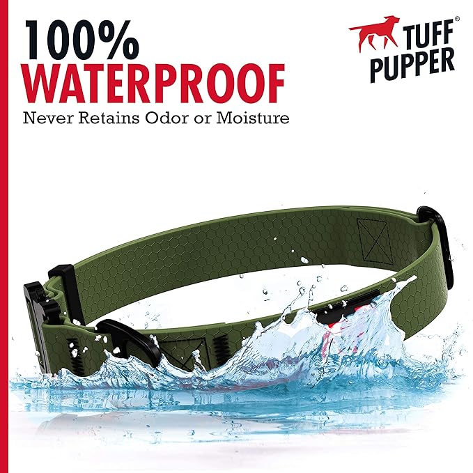 Tuff Pupper Waterproof Action Collar for Dogs | Heavy Duty Water Proof Dog Collar | Tear Proof & Odor Free | Rust-Proof Metal Hardware | Tactical Quick Release Buckle | for Adventurous, Active Dogs
