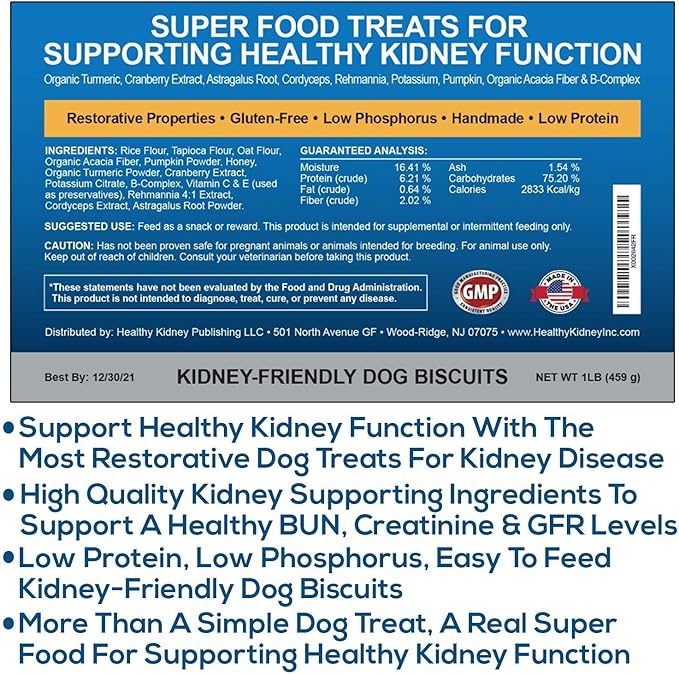 Kidney Restore Dog Treats (2 Pack) - Restorative, Low Protein Dog Treats for Kidney Health