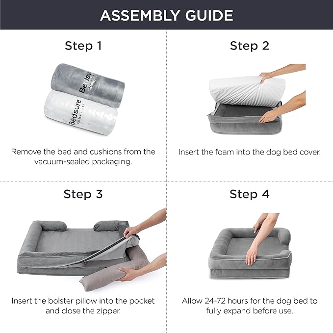 Bedsure Orthopedic Dog Bed for Large Dogs - Big Washable Dog Sofa Beds Large, Supportive Foam Pet Couch Bed with Removable Washable Cover, Waterproof Lining and Nonskid Bottom, Navy Blue