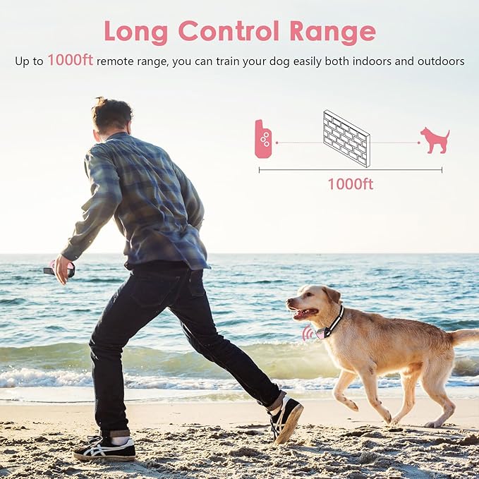Shock Collar for Dogs, IP67 Waterproof Dog Training Collar with Remote, 3 Training Modes with Beep, Vibration, and Safe Static, Rechargeable E Collar for Large Medium