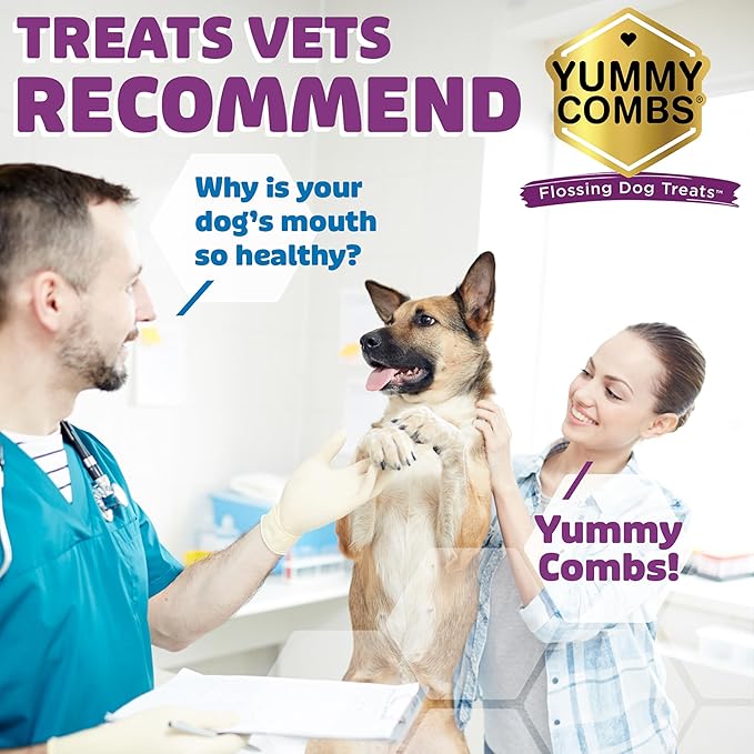 Dog Dental Treats – Vet VOHC Approved – Delicious Chicken Protein – Removes Tartar with Cleaning Comb Shape – Dental Dog Treats for Medium Dogs (24oz, 30 Count)