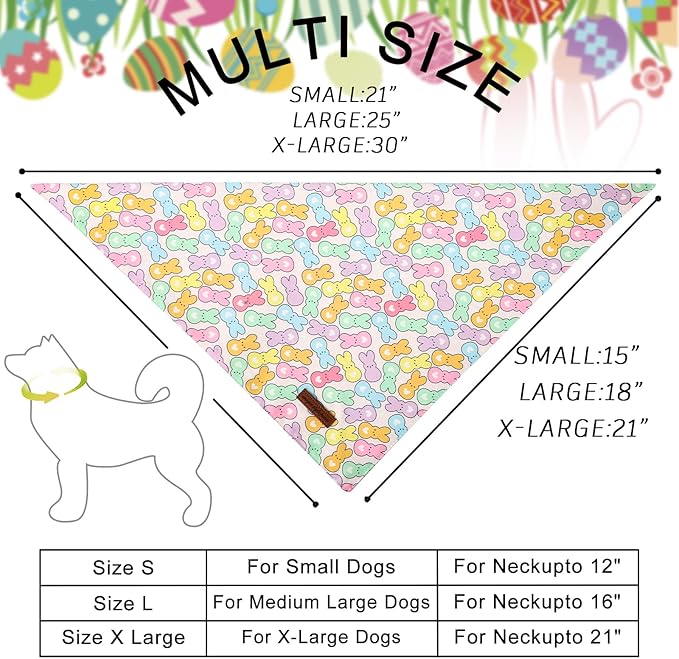 Unique Style Paws Dog Easter Bandanas 2Pcs Washable Cotton Triangle Colorful Rabbit Carrot Dog Scarfs for Small Medium Large Dogs and Cats