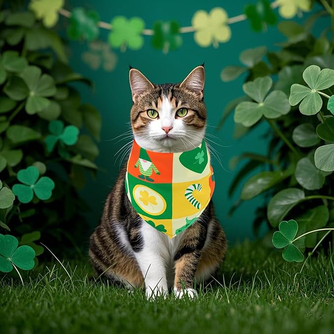 St Patricks Day Dog Bandanas for Small Dog Breed 7 Pcs Doggy Bandanas 18 Inch Adjustable Scarves Puppy Grooming S