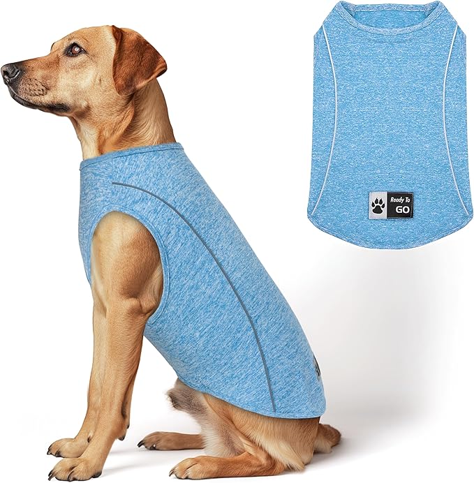 KYEESE Dog Shirt Medium Dog Quick Dry Soft Breathable Dog T-Shirt with Reflective Stripe Lightweight Tank Top Summer Sleeveless Vest Pet Apparel,XXXL,Blue