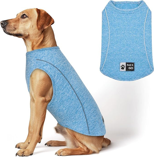 KYEESE Dog Shirt Medium Dog Quick Dry Soft Breathable Dog T-Shirt with Reflective Stripe Lightweight Tank Top Summer Sleeveless Vest Pet Apparel,XXXL,Blue