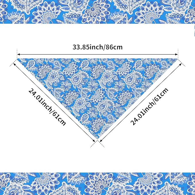 50PCS Big Dog Bandanas Paisley 33Inch for Large Extral Large XL XXL Breed Kerchief Triangle Bibs Scarves Pink Blue Yellow Red Girl Boy Grooming Costume