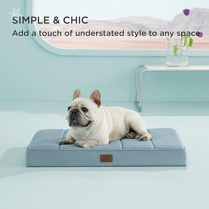 Bedsure Cooling Dog Bed for Small Dogs - Orthopedic Waterproof Puppy Beds with Removable Washable Cover, Egg Crate Foam Pet Mat, Suitable for Pet Up to 20 lbs