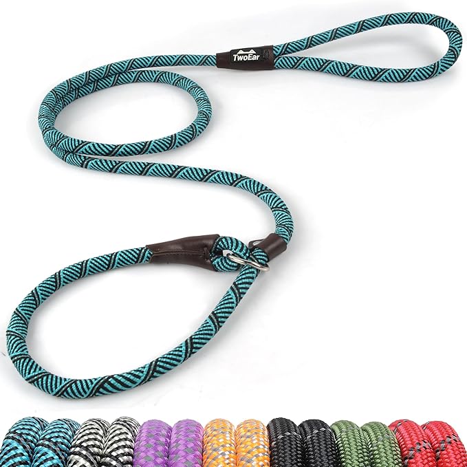 TwoEar Slip Leash for Dogs, 6FT x 1/2" Dog Leashes for Large Dogs Heavy Duty, Comfortable Strong Slip Leads for Medium Dog, No Pull Pet Training Leash with Highly Reflective, Blue