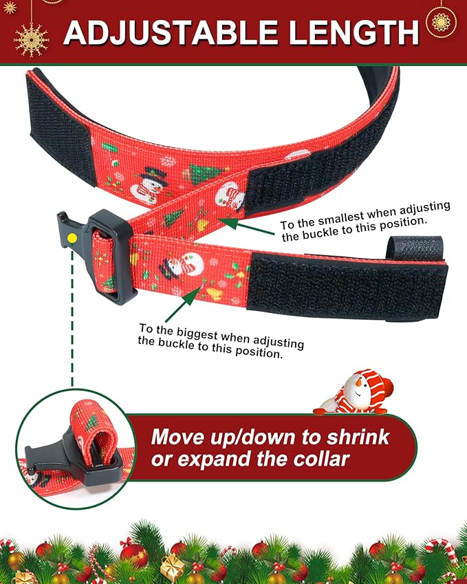 Hotsky Christmas Tactical Dog Collar, Adjustable Military Training Xmas Collar with Handle and Have Duty Metal Buckle for Medium Large Dogs, with Airtag Holder and 2 Patches(Christmas Red,M)