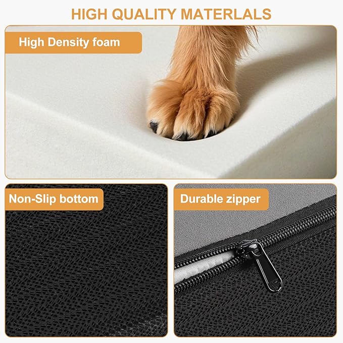 JOEJOY Curved Dog Stairs Ramp for High Beds 21.5" H, 5-Step Dog Steps for Small Dogs and Cats, Pet Stairs for High Bed Climbing, Non-Slip Balanced Pet Step Indoor