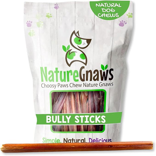 Nature Gnaws Large Bully Sticks for Dogs 11-12" (10 Count) - Thick Long Lasting for Aggressive Chewers and Large Dogs - Natural Beef Dog Chew Bones