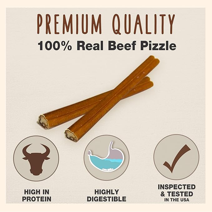 Cadet Bully Sticks for Small Dogs, All-Natural Beef Pizzle, Rawhide-Free Long-Lasting Dog Chews for Aggressive Chewers, 1 Count