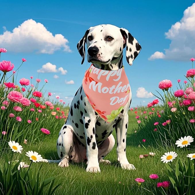 50PCS Mother’s Day Dog Bandanas for Large Extra Large XL XXL Triangle Bibs Head Scarves for Boys Girls Grooming Accessories Costume