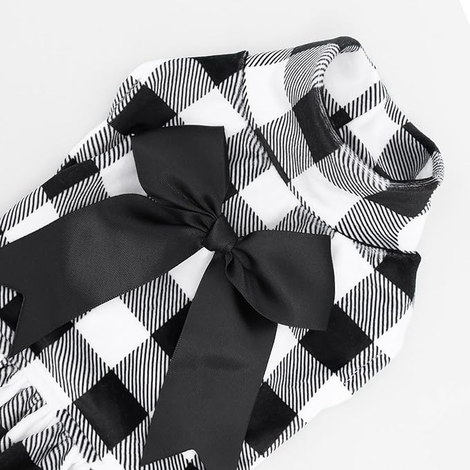 CuteBone Turtleneck Dog Velvet Dress Puppy Skirt Costume Pet Clothes Cat Apparel with Bow Hair Rope for Small Dogs CVD14XXS