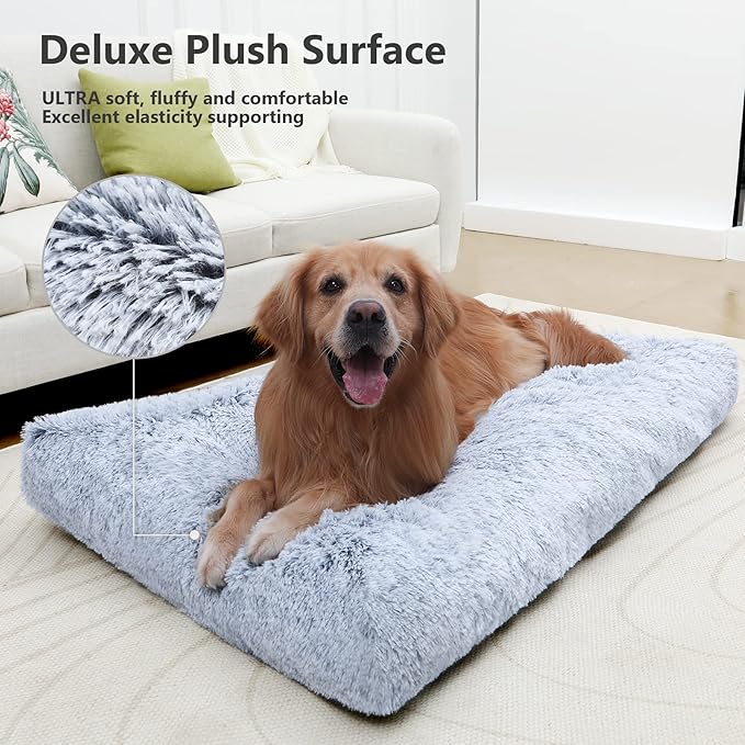 Vonabem XXL Dog Bed Washable, Waterproof Large Pet Bed with Removable Cover, 48 inch Dog Crate Bed for Jumbo XXLarge Dogs, Soft Plush Thick Dog Beds for Sleeping