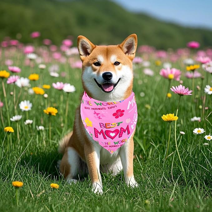 30 Pcs Mothers Day Small Dog Bandanas Bulk 25 Inch Love Mom Dog Bandanas for Medium Dogs Breed Best Mom Dogs Bandana Large Cats Grooming M