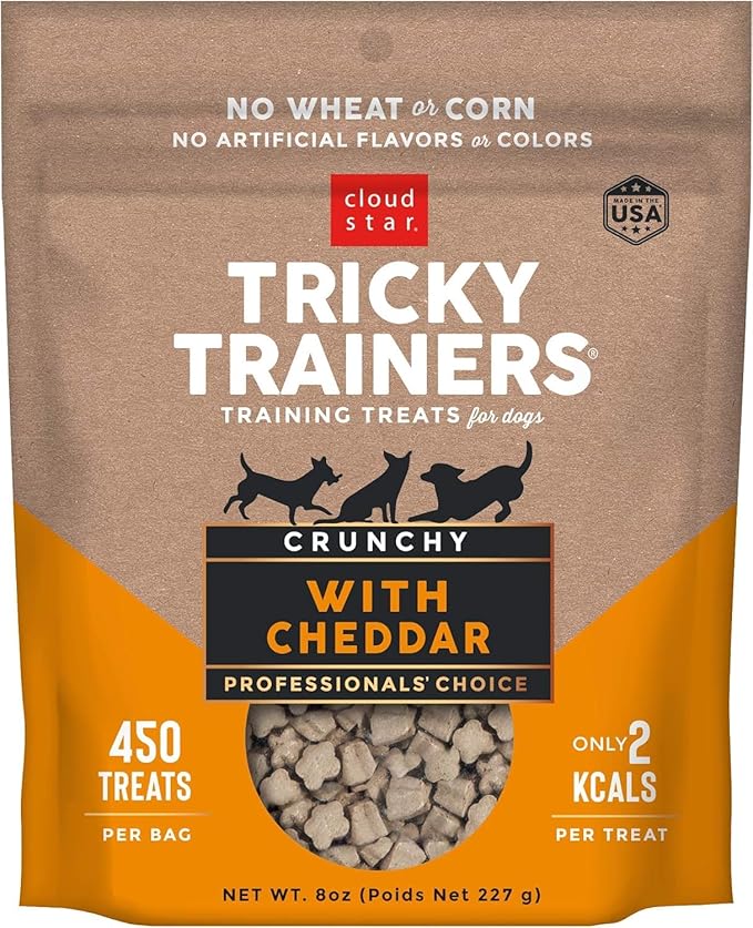 (3 Pack) Cloud Star Tricky Trainers Crunchy Low Calorie Training Dog Treat 14 oz, Cheddar, Liver, and Salmon with 10ct Pet Wipes