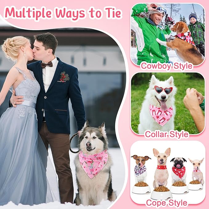 200 Pcs Dog Bandana Bulk Spring Summer Hawaii Pet Party Bandana Scarf Adjustable Puppy Kerchief Triangle Bibs Holiday Grooming Supplies for Small Medium Dogs Cat Costume Accessory Outfit(Heart)