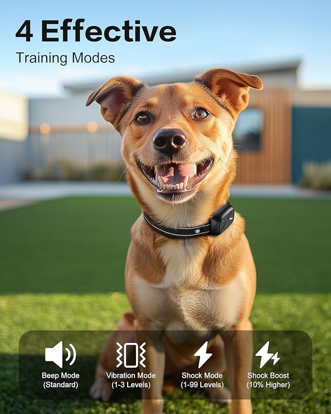Dog Shock Collar with Remote - Dog Training Collar Waterproof, Rechargeable E Collar for Dogs Training with Vibration, Electric Shock, Beep, Security Lock, Shock Collar for All Breeds, Size