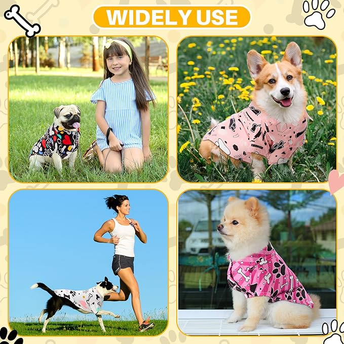 Weewooday 4 Pieces Pet Summer T-Shirts Hawaii Style Floral Pet Dog Shirt Breathable Cool Clothes Beach Seaside Puppy Sweatshirt for Small Puppy(Bright Style,L)