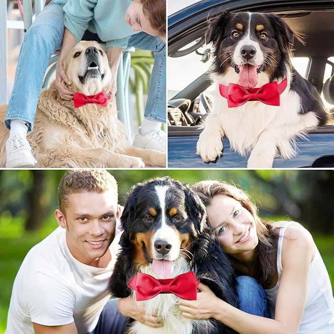 Segarty Dog Bowties for Extra Large Dogs, Adjustable Red Bowtie Collar, Durable Dog Neck Tie Tuxedo Comfortable Cotton Pets Bow Grooming Accessories for Formal Wedding Holiday Birthday Valentines Gift