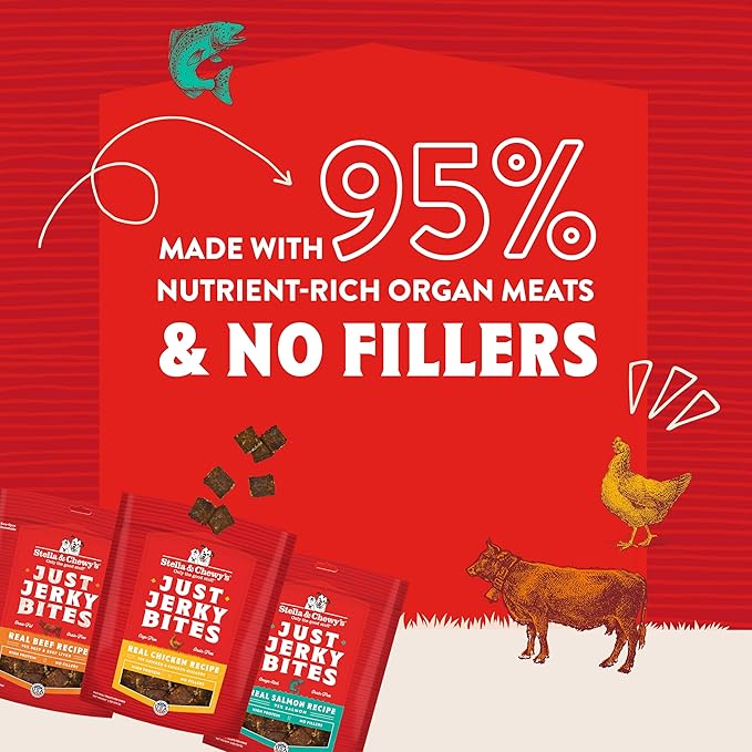 Stella & Chewy's Premium Salmon Jerky Dog Treats - 95% Real Fish Bites for Sensitive Stomachs - Natural Limited Ingredient Treats for Small and Large Dogs - No Grain, Wheat or Soy - 6 oz Bag