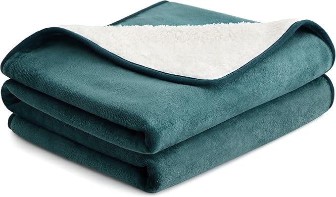 Bedsure Cat Blanket for Indoor Cats - Waterproof Calming Cat Blankets for Couch Bed Protection, Sherpa Fleece Pet Blanket, Soft Plush Reversible Throw Furniture Protector, 60"x50", Green