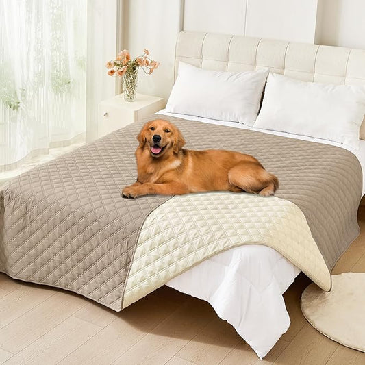 Smiry Waterproof Dog Blanket, Reversible Dog Bed Cover Pet Blanket, Soft Pet Couch Covers for Sofa Washable, Bed Couch Sofa Furniture Protector for Puppy Cat Kids (82"x102", Taupe/Beige)