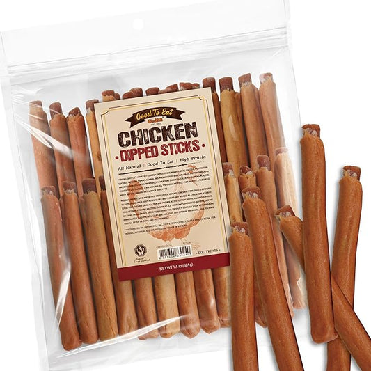 Gootoe Chicken Dog Treats – Chicken Dipped Sticks 1.5 lb – All Natural, Hypoallergenic & Grain-Free, Low Fat, Premium Training Chews, Healthy & Easily Digestible, Resealable Bag
