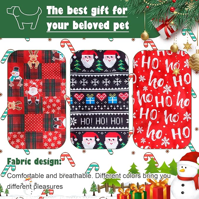 6 Pieces Christmas Dog Clothes for Small Dogs, Soft and Breathable Pet Shirt, Winter Puppy Kitten Vest Printed Dogs Shirts, Christmas Snowman Santa Claus Reindeer Dog T-Shirts for Pet Cats