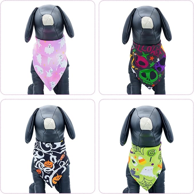 Halloween Dogs Bandanas for Large Dog 33" XL Dog Bandanas 7 Pack Adjustable Dogs Scarves for XXL Breed Grooming L