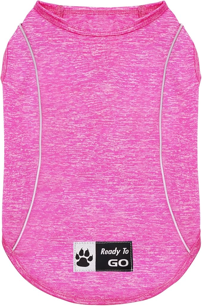 KYEESE Dogs Shirt for Small Dogs Quick Dry Soft Breathable Dog T Shirt with Reflective Stripe Athletic Tank Top Stretchy Sleeveless Vest Dog Clothes, Rose Red, L