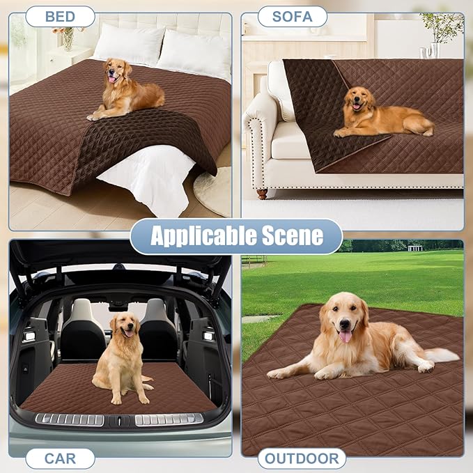 Smiry Waterproof Dog Blanket, Reversible Dog Bed Cover Pet Blanket, Soft Pet Couch Covers for Sofa Washable, Bed Couch Sofa Furniture Protector for Puppy Cat Kids (82"x82", Brown/Chocolate)