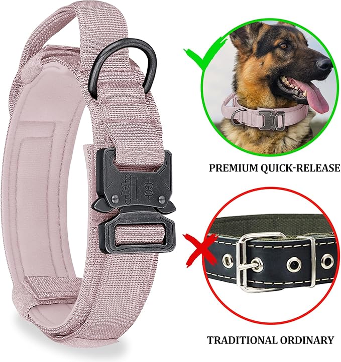 COOYOO Tactical Dog Collar Set, Adjustable Military Nylon Collar with Control Handle and Heavy Metal Buckle for Medium and Large Dogs