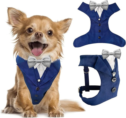 Dog Tuxedo for Wedding Outfit, Dog Suit and Tie Costumes for Birthday, Halloween, Cosplay, Christmas Party, Pet Formal Wear with Bowtie, Tux for Small Dogs, Chihuahua, Bichon, Maltese, Cats