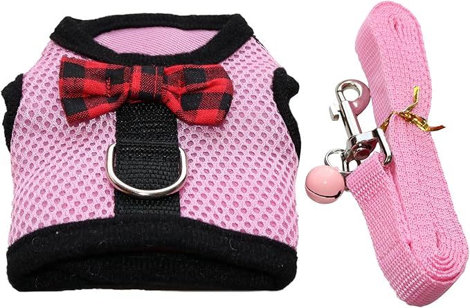 Rypet Guinea Pig Harness and Leash - Soft Mesh Small Animal Harness with Safe Bell, No Pull Comfort Padded Vest for Guinea Pigs, Ferret, Chinchilla and Similar Small Animals